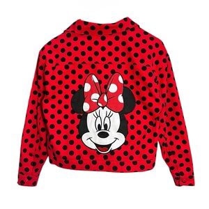 Disney Minnie Mouse embroidered red and black polka dot Jean Jacket Xsmall